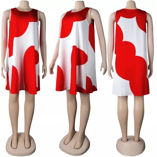 Color Block Shift Dress- Red
