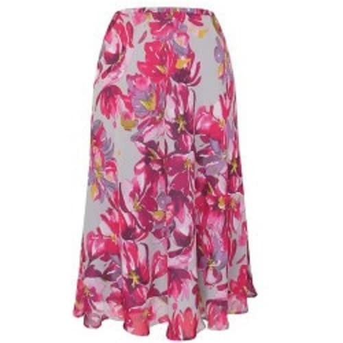 Pink Iris Print Flare Skirt