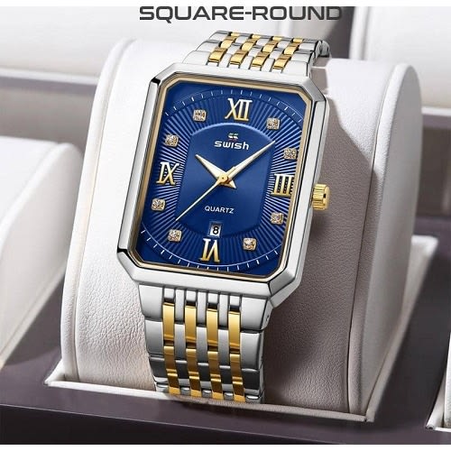 Blue Interior Rosegold Wristwatch -Silver