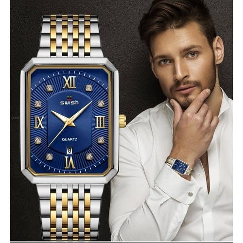 Blue Interior Rosegold Wristwatch -Silver
