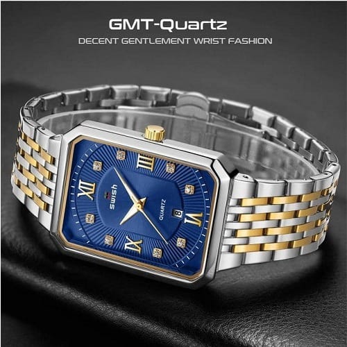 Blue Interior Rosegold Wristwatch -Silver