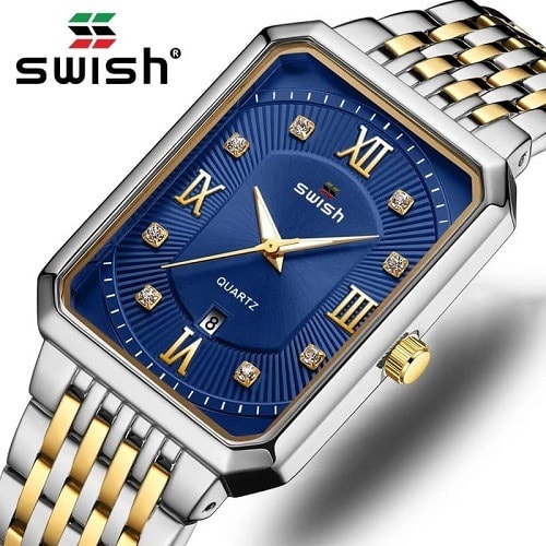 Blue Interior Rosegold Wristwatch -Silver