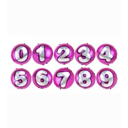 Round Laser Number 0-9 Balloon High Helium Quality - Pink