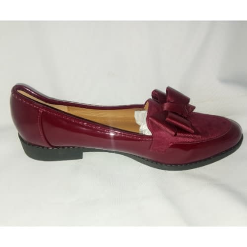 Patent Leather Trendy Loafers - Wine