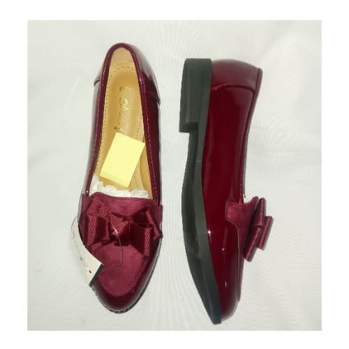 Patent Leather Trendy Loafers - Wine