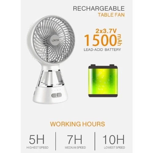 Rechargeable Fan -6 Inches - 1500mAh