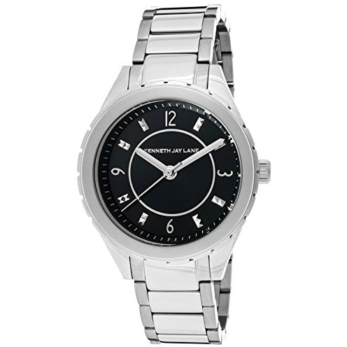 Women's Black Dial Stainless Steel Watch - Silver