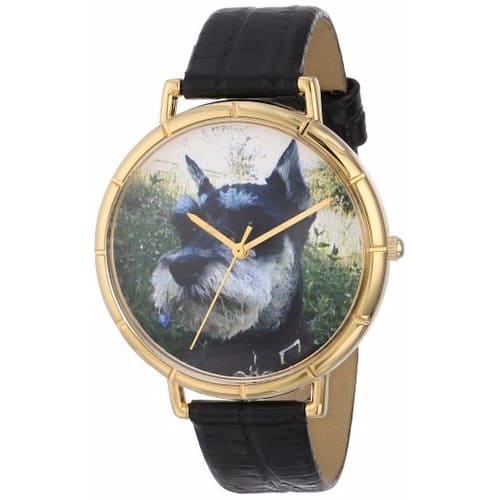 Women's N0130066 Schnauzer Black Leather And Goldtone Photo Watch