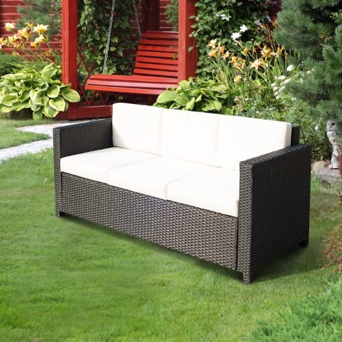 Rattan All Weather Cushioned Lounge Chair -3 Seater