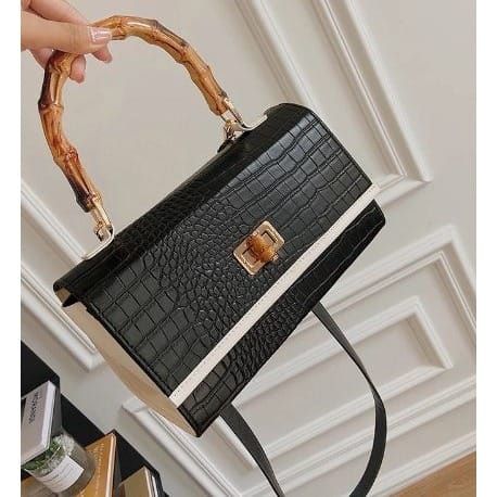 Ladies Casual Fashion Framed Handbag - Black
