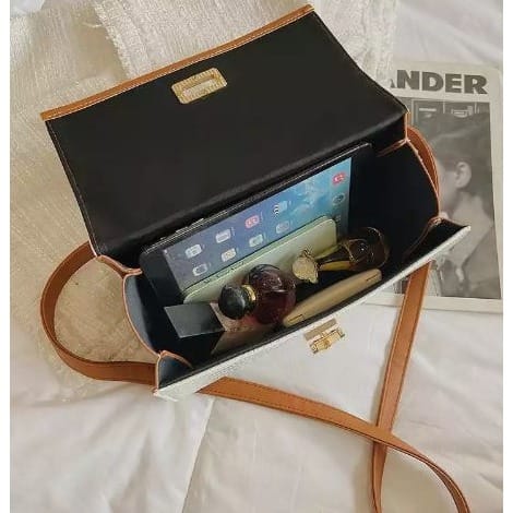 Ladies Casual Fashion Framed Handbag - Black