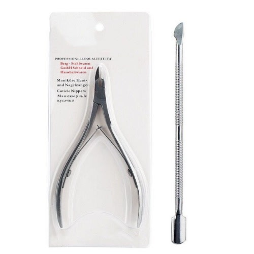 Stainless Steel Nail Cuticle Pushers Plus Cutter Tools - 2pcs/set