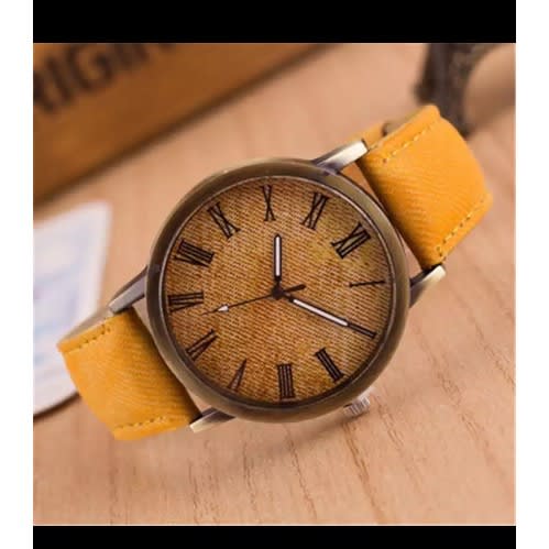 Unisex Denim Watch- Custard Yellow