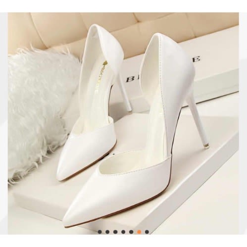 Patent Leather Stiletto Heels - White