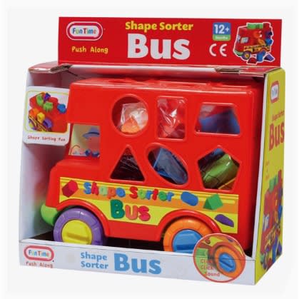 Toy Pull Along Shape Sorter Bus - Ages 12+ Months