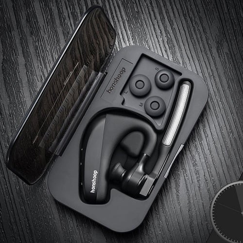 Noise Canceling Wireless Business Bluetooth 4.1 Handsfree Headset With Storage Box, Mic