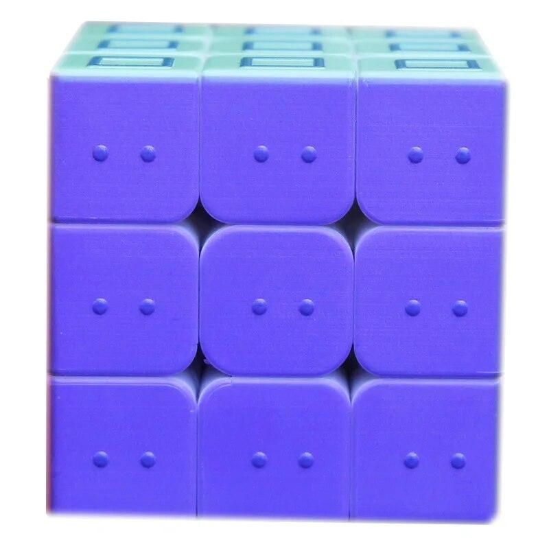 Geometry Color Magic Cube 3x3x3 Blind Braille Fingerprint Speed Puzzle Cube 3D Relief Educational Toys for Children