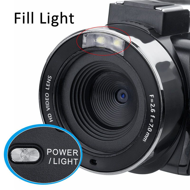 (30MP 16X Zoom) Professional Full HD 1080P 2.7K LCD Touch Screen Digital Camcorder Video DV Camera HD Screen IPS Digital Camera-IR Night Version, Loop Recording, Self- Touch Screen + Wifi