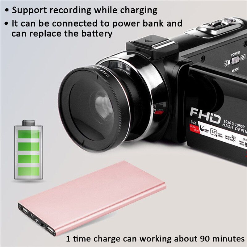 (30MP 16X Zoom) Professional Full HD 1080P 2.7K LCD Touch Screen Digital Camcorder Video DV Camera HD Screen IPS Digital Camera-IR Night Version, Loop Recording, Self- Touch Screen + Wifi