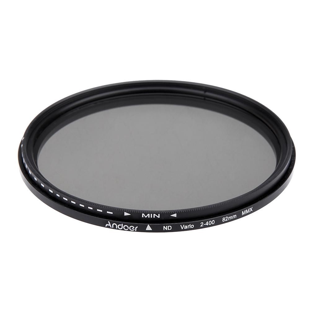 Andoer 82mm ND Fader Neutral Density Adjustable ND2 to ND400 Variable Filter for Canon Nikon DSLR Camera