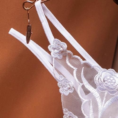 Women's Sexy Lace Thongs Transparent Plus Size Underpants White