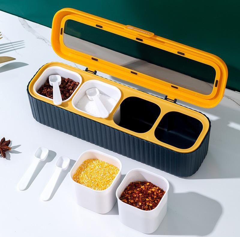 4 In 1 Spice Rack Container With 4 Spoons