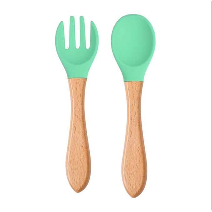 2 P S Sili One Spoon Fork Feeding Set Kid Plates Toddler Feeding A Essories-28- Olor Optional