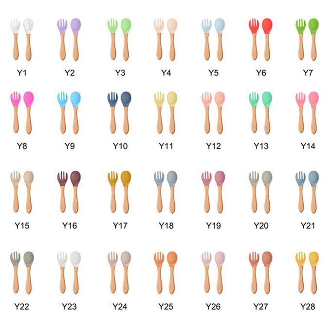 2 P S Sili One Spoon Fork Feeding Set Kid Plates Toddler Feeding A Essories-28- Olor Optional