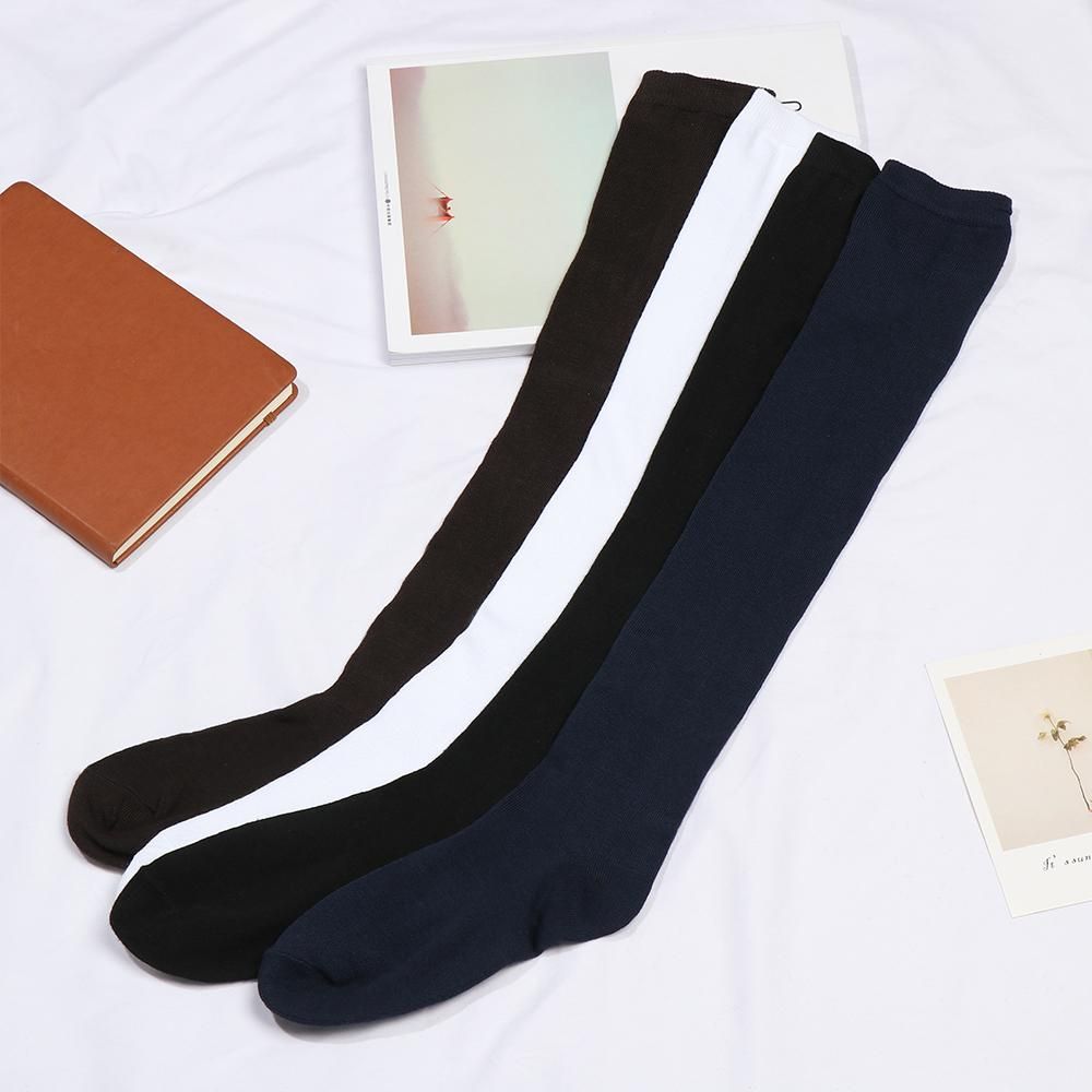 1Pair Long Overknee Socks Women Girls Leg Warmers Black White Grey Thigh High Elastic Polyester Cotton Breathable Stockings