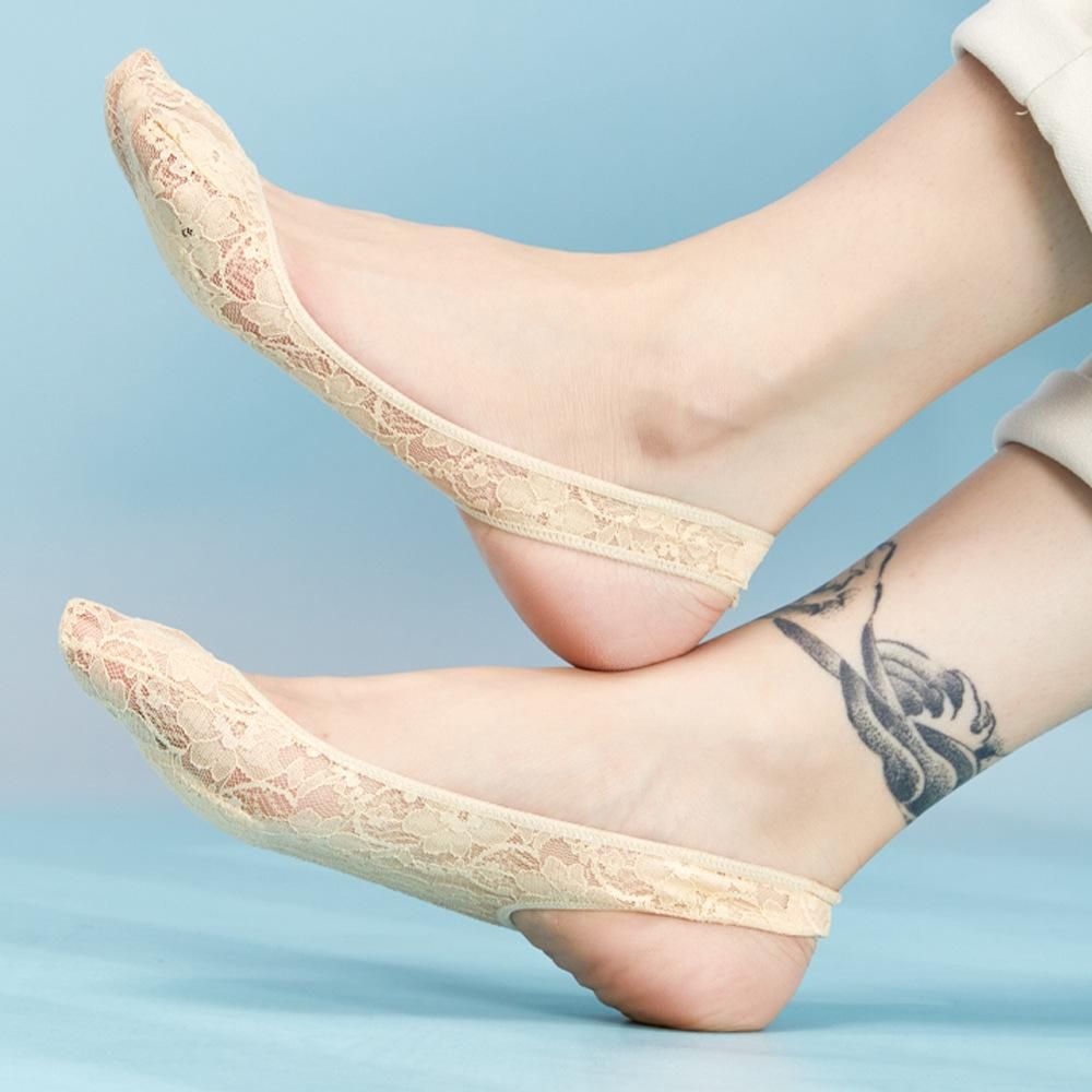 3/5 Pairs Invisible Boat Socks Women Summer Silicone Non-Slip Socks for High Heels Shoes Ice Silk Thin Half-Palm Suspender New