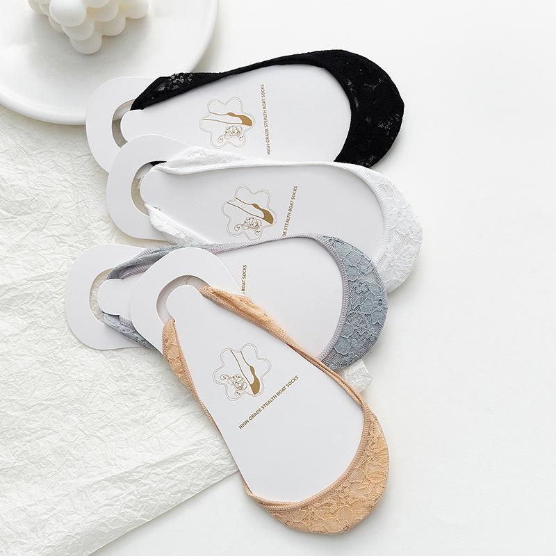 3/5 Pairs Invisible Boat Socks Women Summer Silicone Non-Slip Socks for High Heels Shoes Ice Silk Thin Half-Palm Suspender New