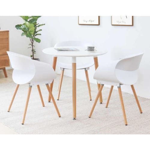 Set Of 3 Scandinavian Chairs and Table - White