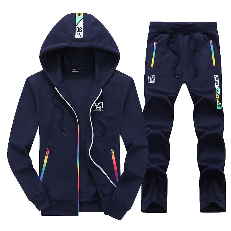Two-piece Outdoor Zipper Hoodie Pants Men Set Sweatsuit