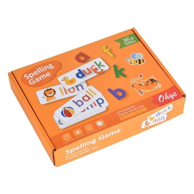 Alphabet Phonics Spelling Game Toy Classroom Teaching Props with 28 Learning Cards Toddler Preschool Montessori Gift