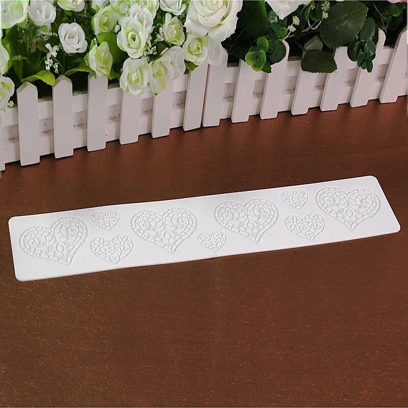 Heart Silicone Fondant Mold Sugarpaste Lace Mat Cake Decorating Tools DIY Tool Baking Accessories De Silicona