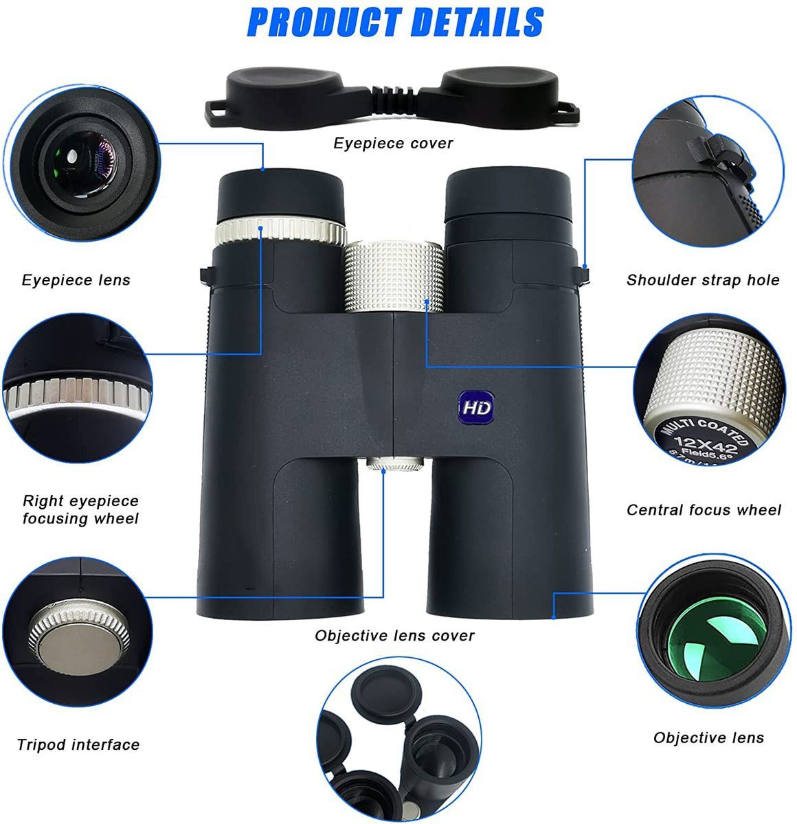 12X42 HD OPTICS FOR ADULTS - WATERPROOF