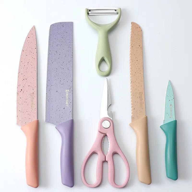 6pcs Nonstick Kitchen Knife And Kitchen Scissors Peeler Set