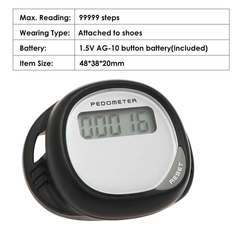 LCD Walking Pedometer Shoe Lace Step Distance Calorie