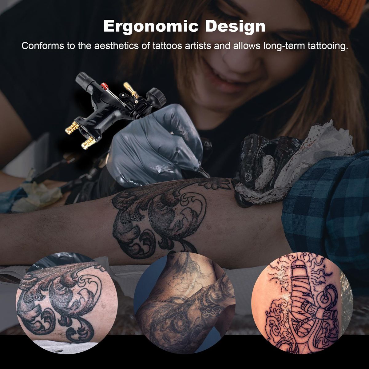 Handheld Tattoos Machine Aluminum Alloy Dragonfly Rotary Motor Portable Liner Shader Tattoos Machine with RCA Port for Body Art
