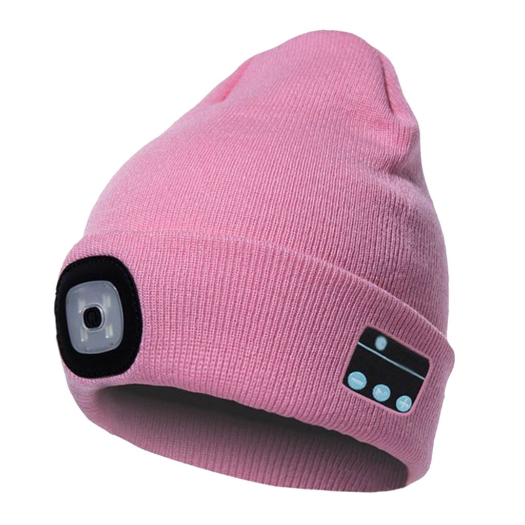 Winter Warm Music Hat Wireless Smart Headphone Bluetooth LED Hat Uni Winter Built-in Mic Headset With Flashlight Black
