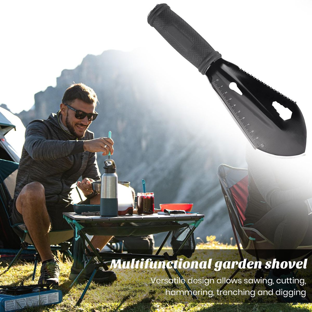 Versatile Folding Shovel Versagrip Mini Garden Shovel Portable Black