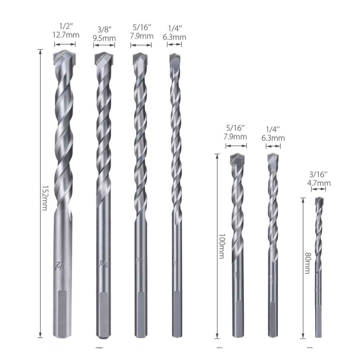 Meterk MK23 7PCS Cement Masonry Drill Bit Set with Sandblasting Surface Treatment