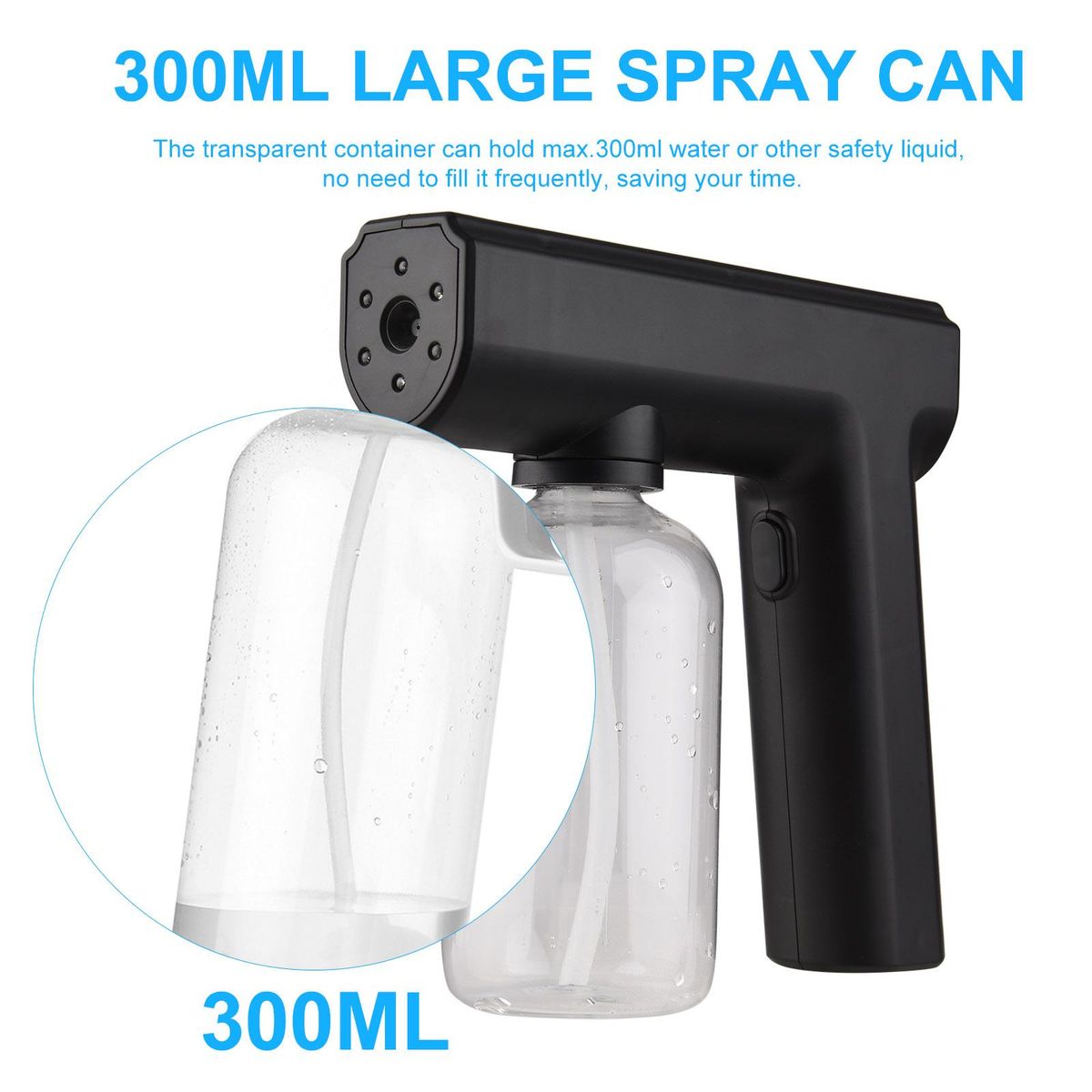 Handheld Spray Gun with Blue Light Steam Gun Portable Cordless USB Rechargeable Auto Atomizer Fogger Machine Electric Sprayer for Outdoor Indoor Use