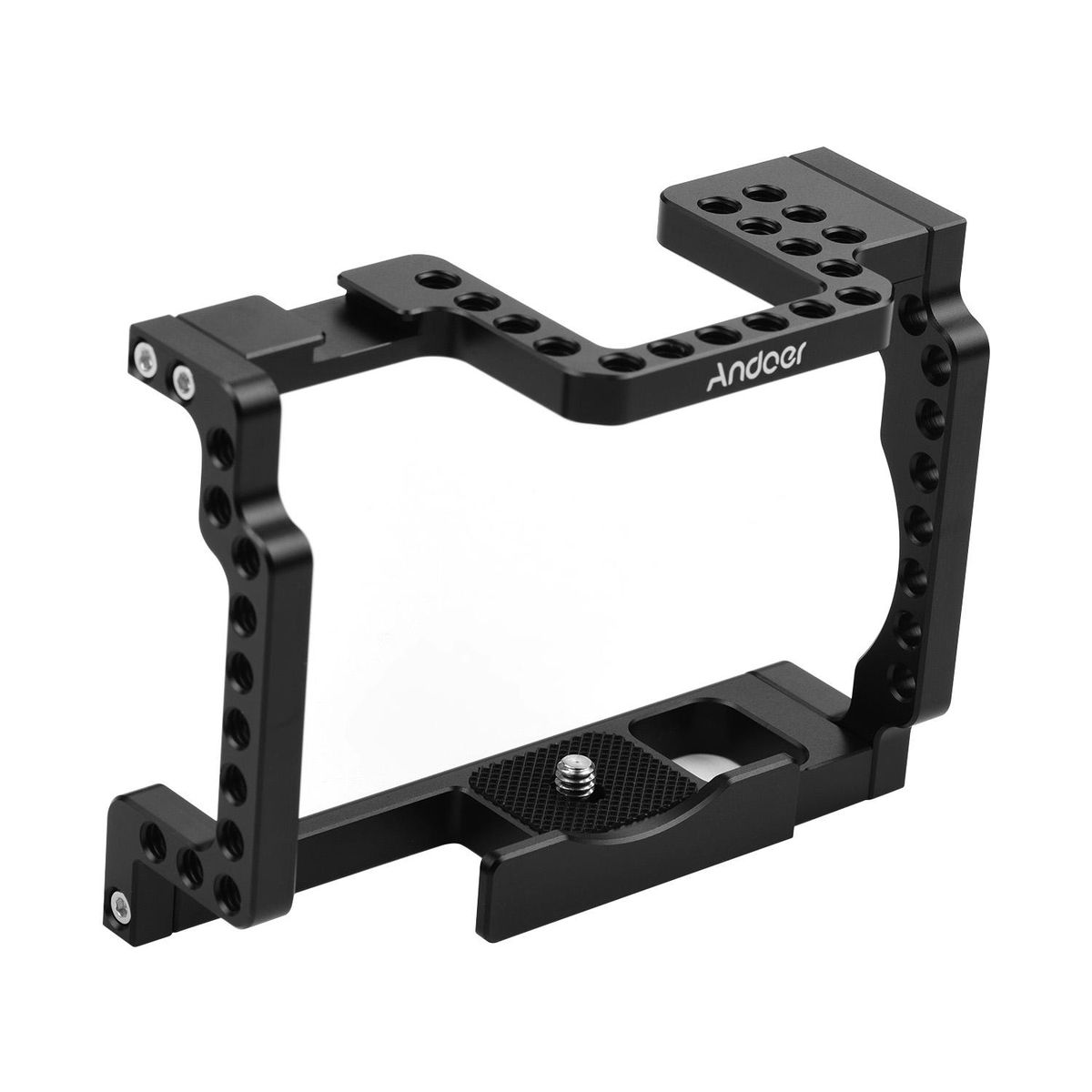 Andoer Camera Cage Rig Aluminum Alloy with Cold Shoe 1/4 Thread Compatible with Canon M50 Mirrorless Camera