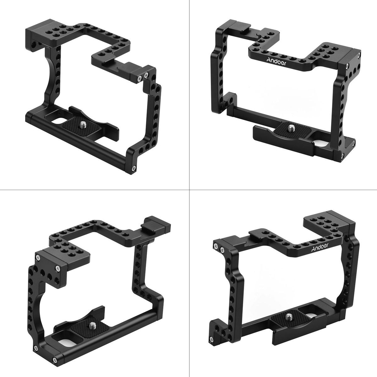 Andoer Camera Cage Rig Aluminum Alloy with Cold Shoe 1/4 Thread Compatible with Canon M50 Mirrorless Camera