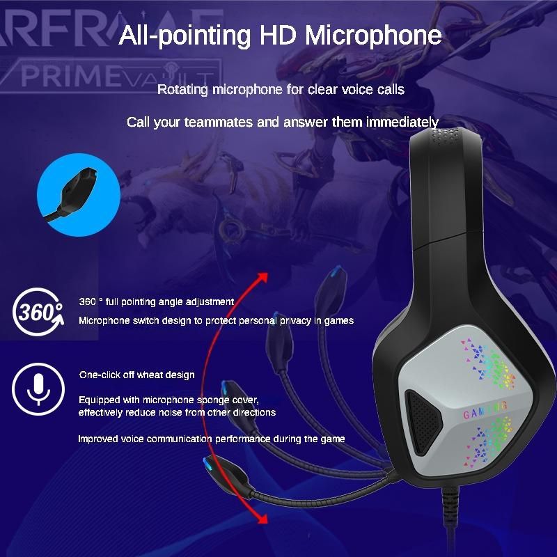 Wired Gaming Headset with Microphone and RGB, Black