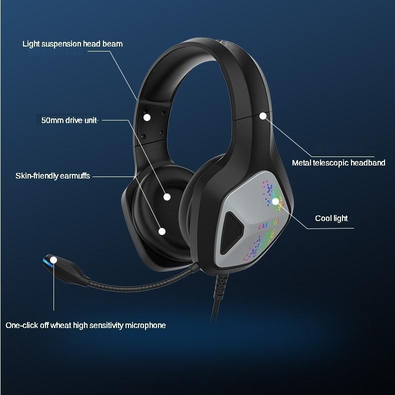 Wired Gaming Headset with Microphone and RGB, Black