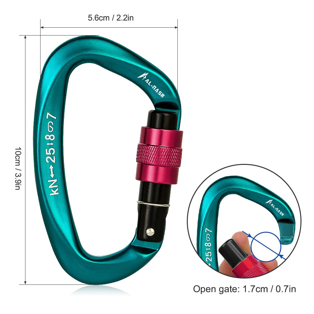 25KN Professional Climbing Carabiner Screw Locking Gate