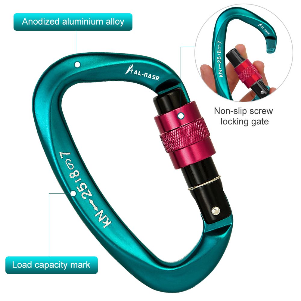 25KN Professional Climbing Carabiner Screw Locking Gate