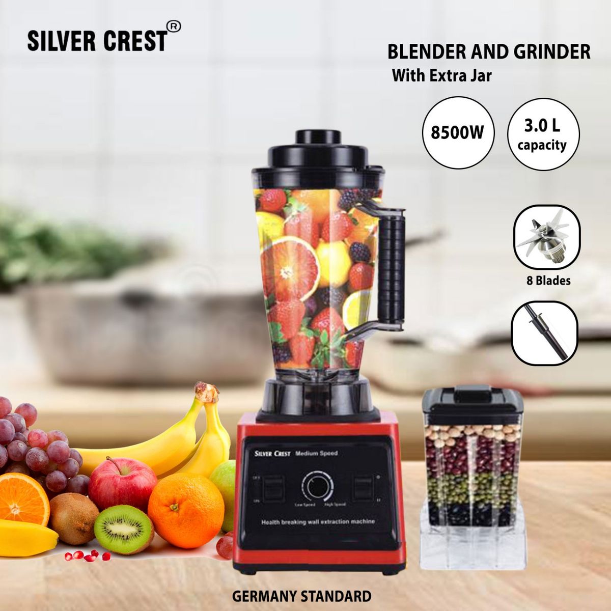 3L Double Cup Powerful Multifunctional Blender- (8500W)